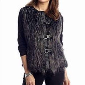 Jones NY Signature Black Faux Fur Vest Size MP